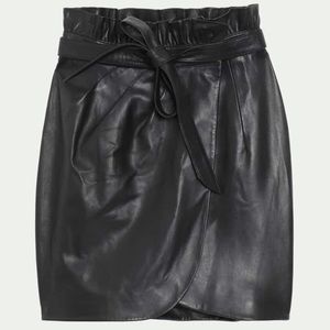 BA&SH Luna High-Waisted Leather Mini Wrap Skirt New XS